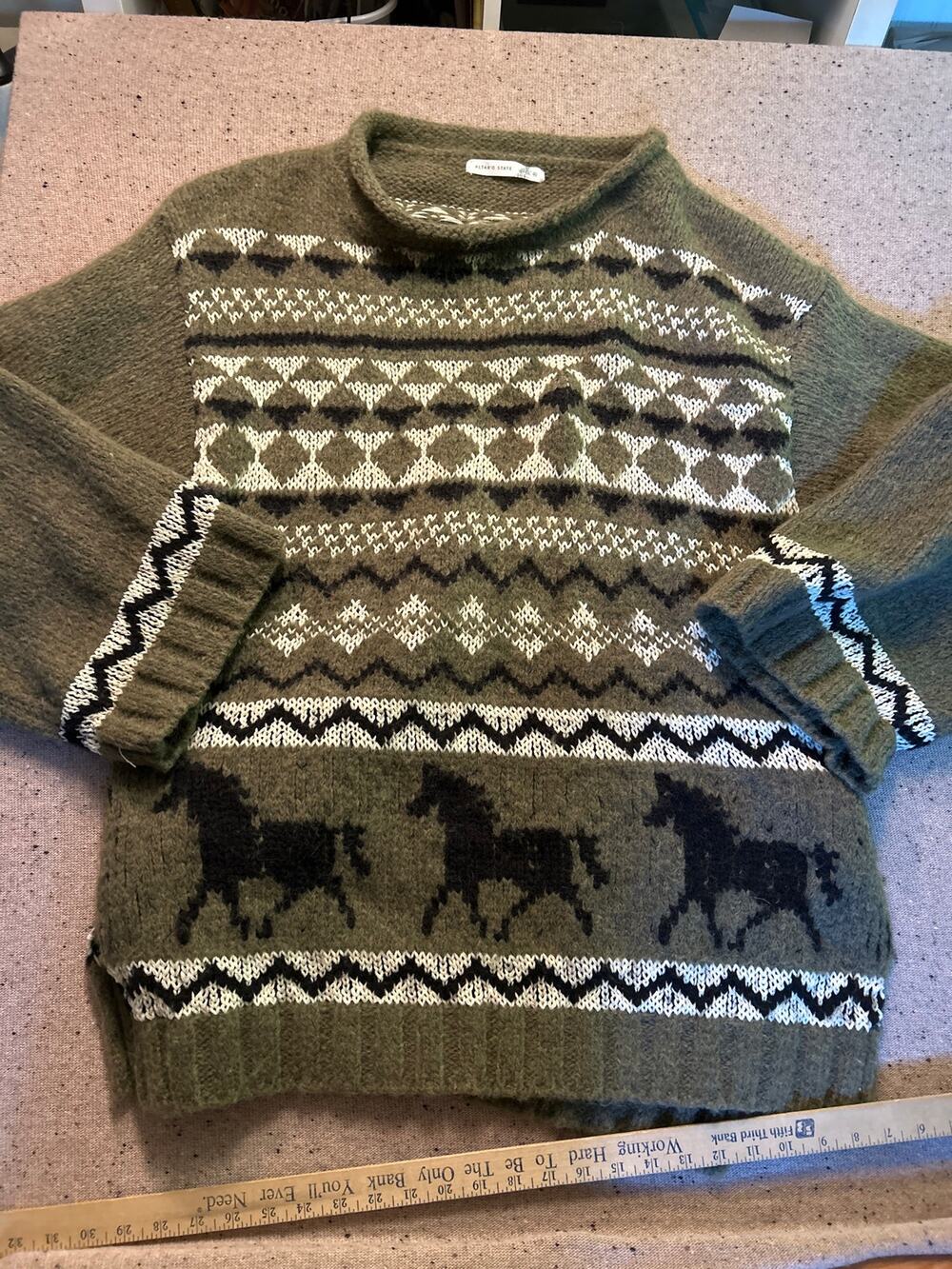 Altar'd State Oversized Sweater XL Horses Boho Coastal Cowgirl Western